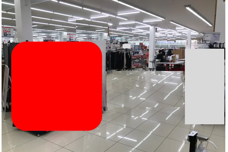 【西友 伊那竜東店】店内入口付近(レジ前 クリーニング/理美容側入口付近) プロモーション用途や物販、食物販のポップアップストアに最適なスーパー店内催事イベントスペースの画像2
