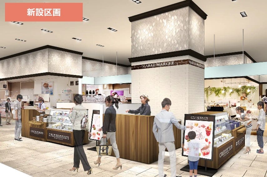 【神戸マルイ 1階 カレンダリウムF03】1階フロア中央に位置する食物販の専用スペース
