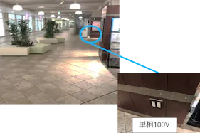 【みのおキューズモール】「⑦EAST3-2F ドコモ前スペース」物販催事やワークショップに適した、エスカレーター近く通行量の多いイベントスペース