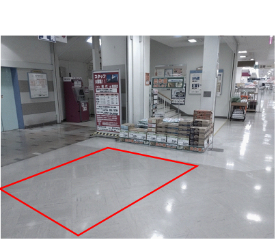 【イオン能代店】1F食品入り口側エレベーター前催事場 販促プロモーションや物販に最適なスーパー店内催事イベントスペース
