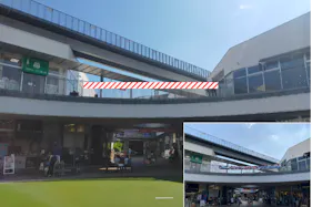 【もりのみやキューズモールBASE】もりのみやキューズモールBASE【メディア】「歩廊フェンスBパターン」