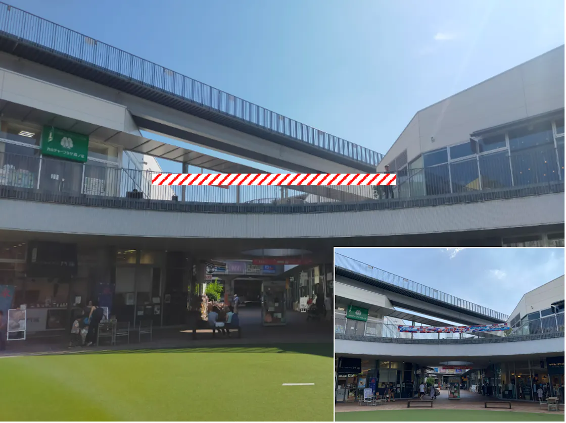 【もりのみやキューズモールBASE】もりのみやキューズモールBASE【メディア】「歩廊フェンスBパターン」