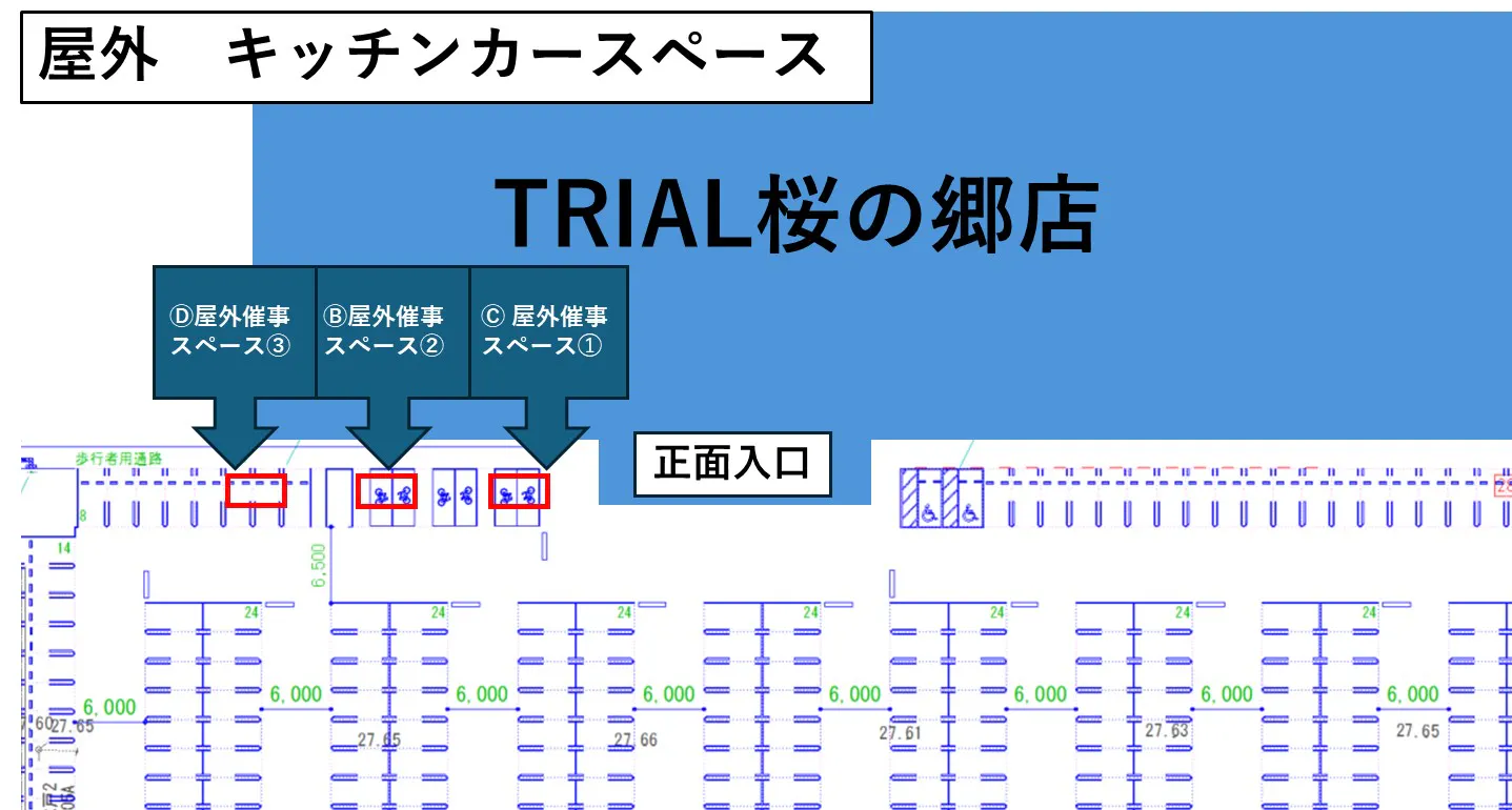 【メガセンタートライアル桜の郷店】キッチンカーや物販の出店が可能な Ⓓ 屋外催事スペース②