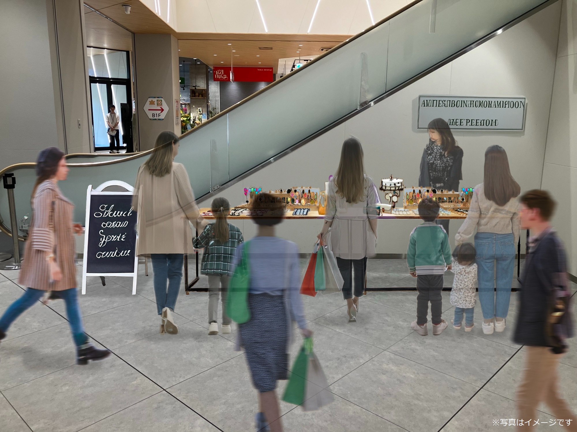 【KAMEIDO CLOCK】1F南側エスカレーター横 物販、食物販のポップアップストアや販促プロモーションに最適な催事イベントスペース