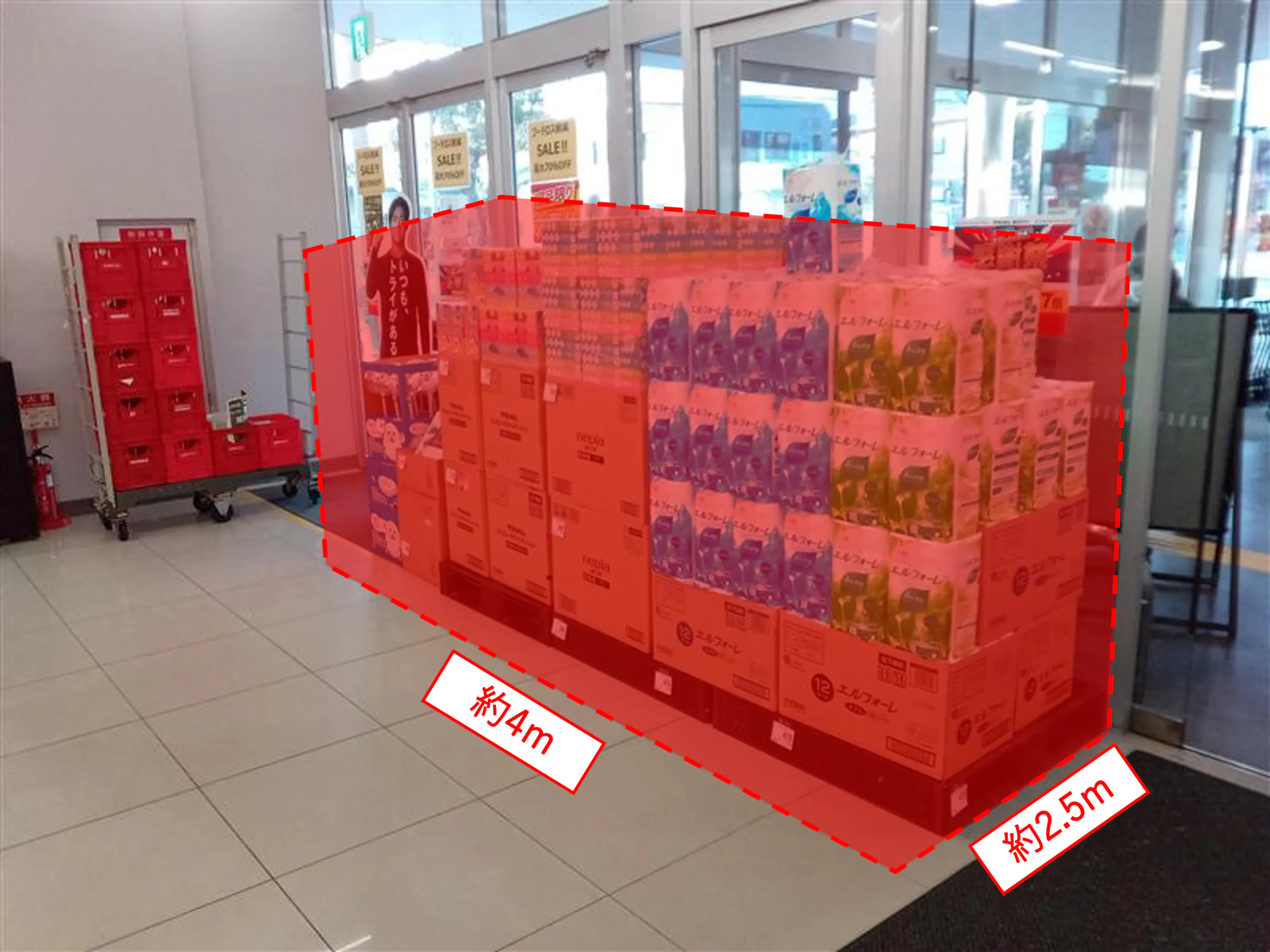 【西友　多田店】店内入口横　ポップアップストア(物販、食物販)やプロモーション用途に最適なスーパー店内催事イベントスペースの画像