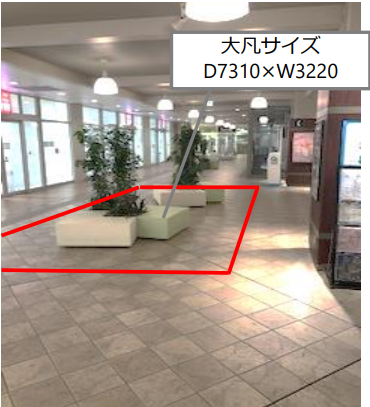 【みのおキューズモール】「⑤EAST3-2F ユニクロ前スペース」物販催事やワークショップに適した、エスカレーター近く通行量の多いイベントスペース