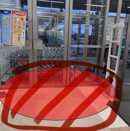 【ベイシア 木更津金田店】食品入口前スペース 販促プロモーションに最適なスーパー店内催事イベントスペース