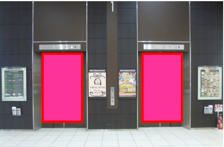 【イオンモール太田】モール内広告 エレベーター扉の画像