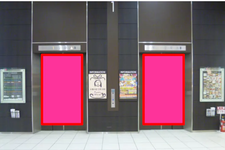 【イオンモール太田】モール内広告 エレベーター扉