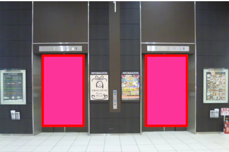 【イオンモール太田】モール内広告 エレベーター扉