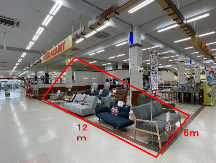 【イオンスーパーセンター栗原志波姫店】フードコート入口側催事場 販促プロモーションや物販に最適なスーパー店内催事イベントスペース