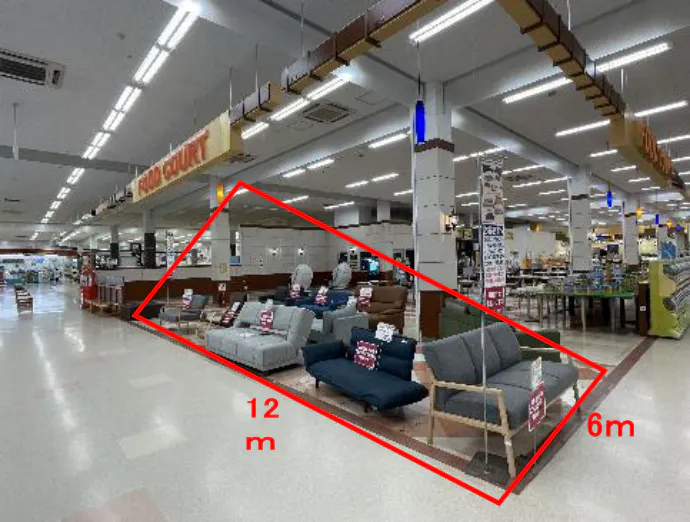 【イオンスーパーセンター栗原志波姫店】フードコート入口側催事場 販促プロモーションや物販に最適なスーパー店内催事イベントスペースの画像
