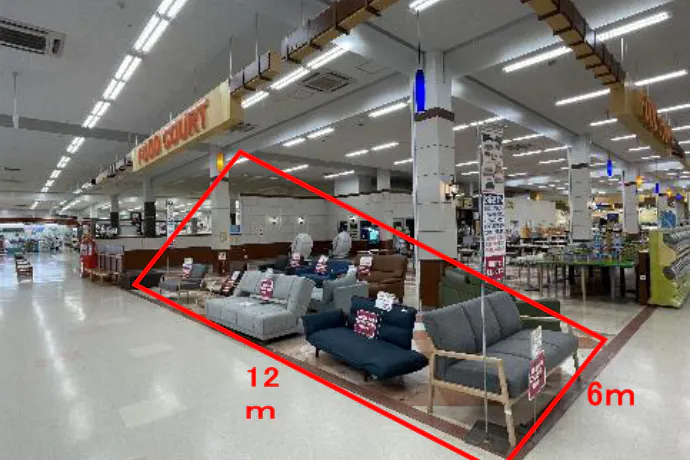 【イオンスーパーセンター栗原志波姫店】フードコート入口側催事場 販促プロモーションや物販に最適なスーパー店内催事イベントスペース
