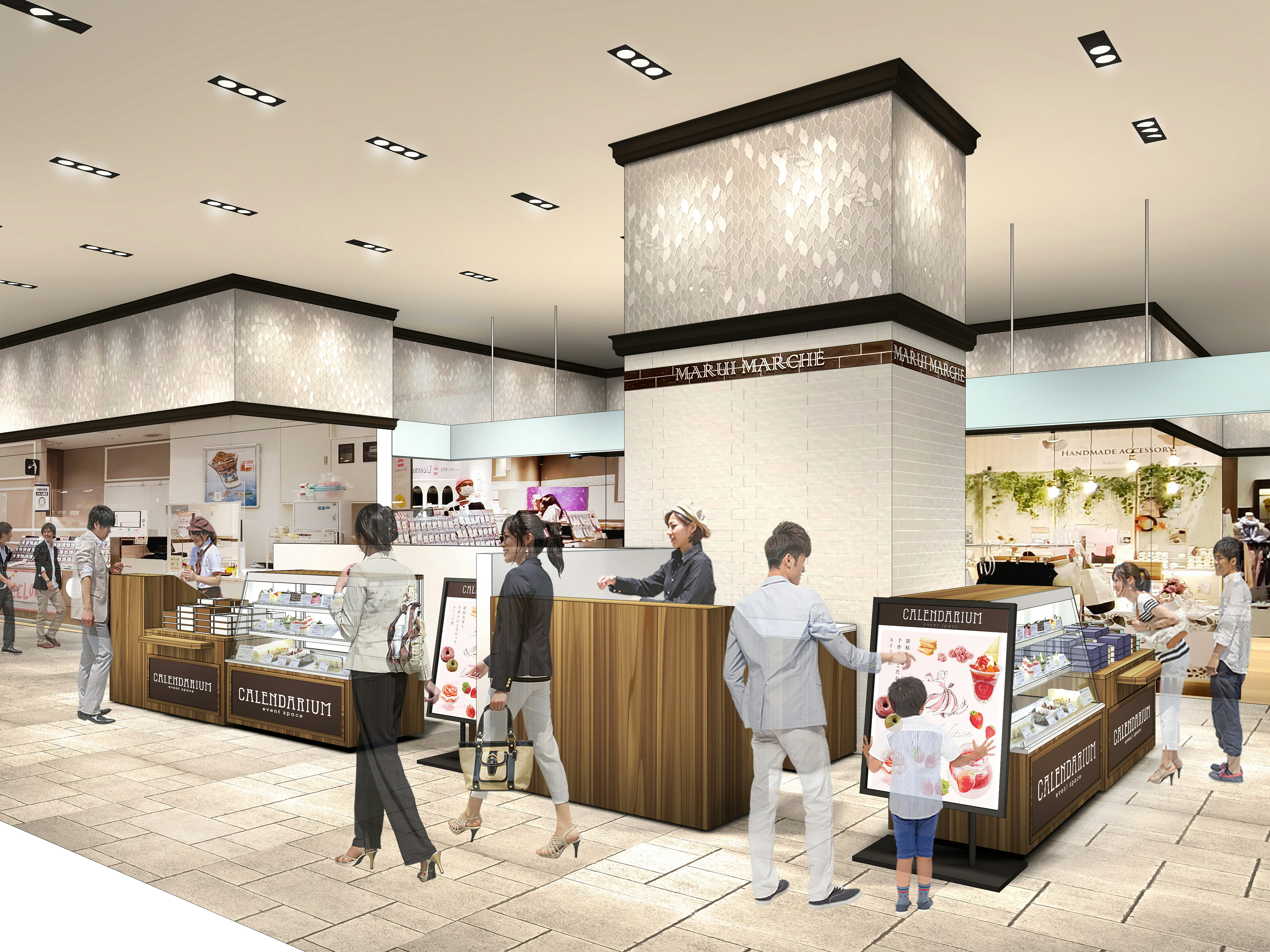 【神戸マルイ 1階 カレンダリウムF01】1階フロア中央に位置する食物販の専用スペース