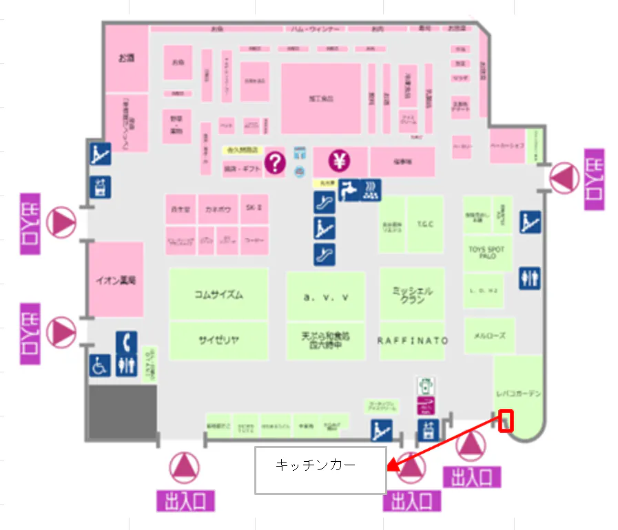 【イオンいわき店】キッチンカー キッチンカー出店に最適なスーパー店外催事イベントスペース