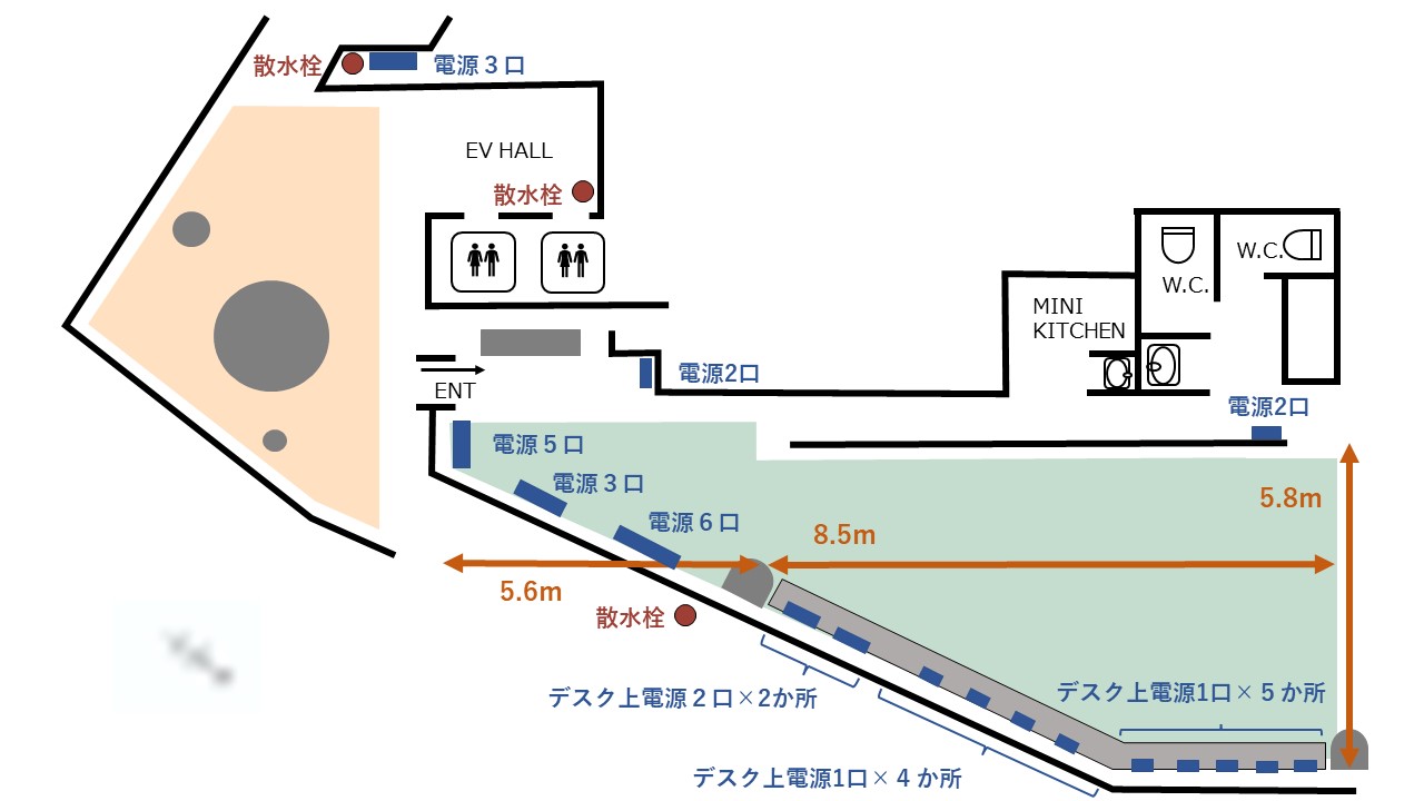 【小岩駅1分】（電源位置も豊富。オンラインカンファレンスやイベントにも最適）