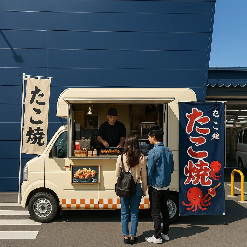 【メガセンタートライアル荒尾店】キッチンカー・食物販の出店が可能な　「Ⓓキッチンカースペース」※店舗正面右手