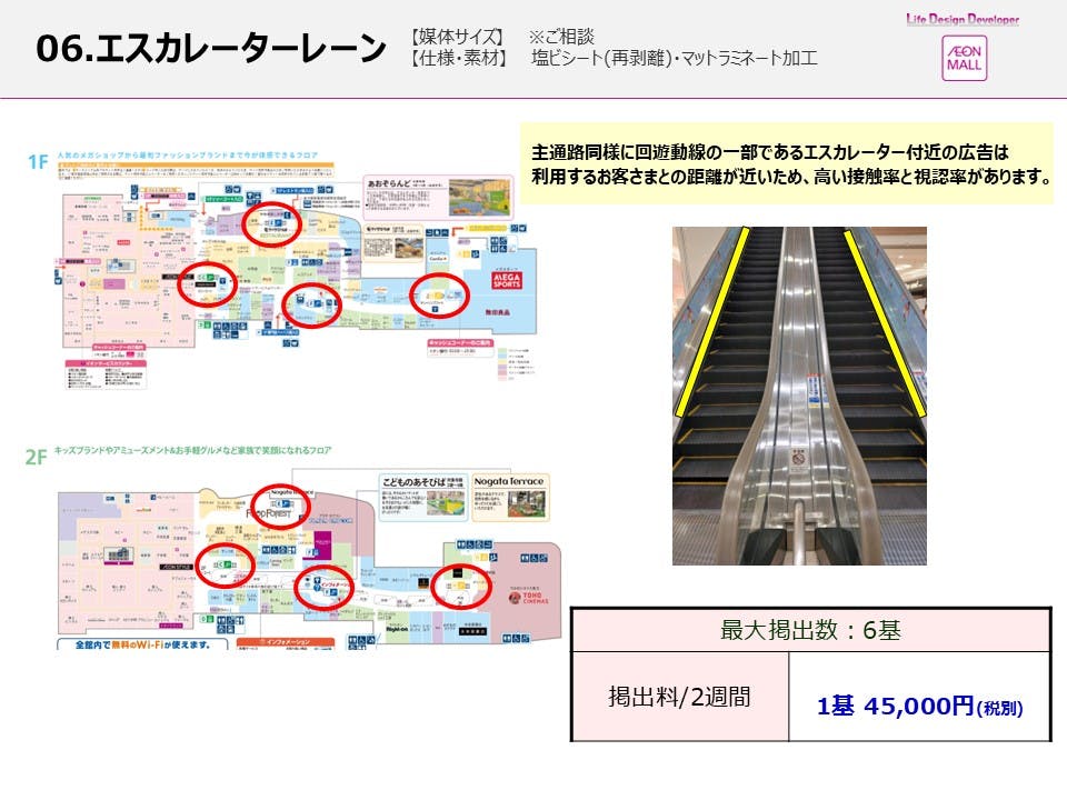 【イオンモール直方】モール内広告　エスカレーターレーン