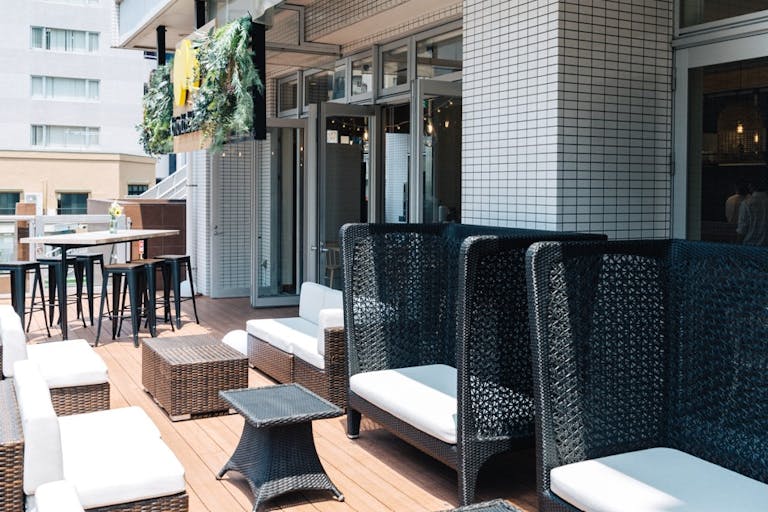 テラスも広々、テラスにはワンちゃんOK