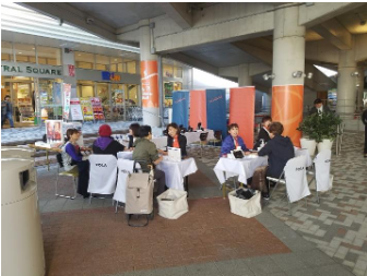 【もりのみやキューズモールBASE】「③1F セントラルスクエア前 西（CS前 西）」食品スーパー出入口近くの食物販やキッチンカー、PRプロモーションに適したイベントスペース