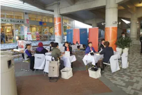 【もりのみやキューズモールBASE】「③1F セントラルスクエア前 西(CS前 西)」食品スーパー出入口近くの食物販やキッチンカー、PRプロモーションに適したイベントスペース