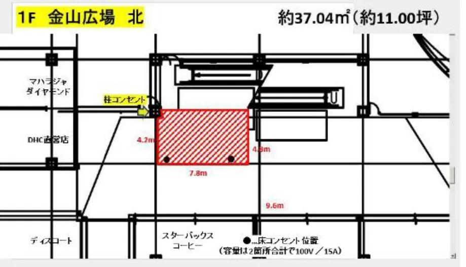 【イオンモール熱田*】1F　金山広場　北