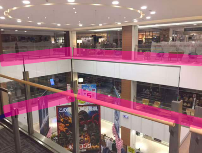 【イオンモールKYOTO】モール内広告 吹き抜けガラス