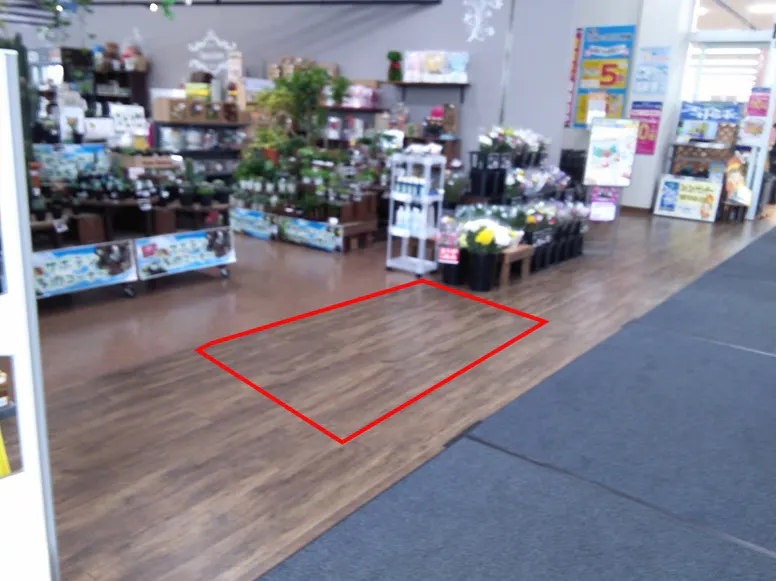 【サンデー盛岡本宮店】屋内フラワーショップ前　食物販やプロモーション等の出店に最適なホームセンター店内のイベントスペースの画像