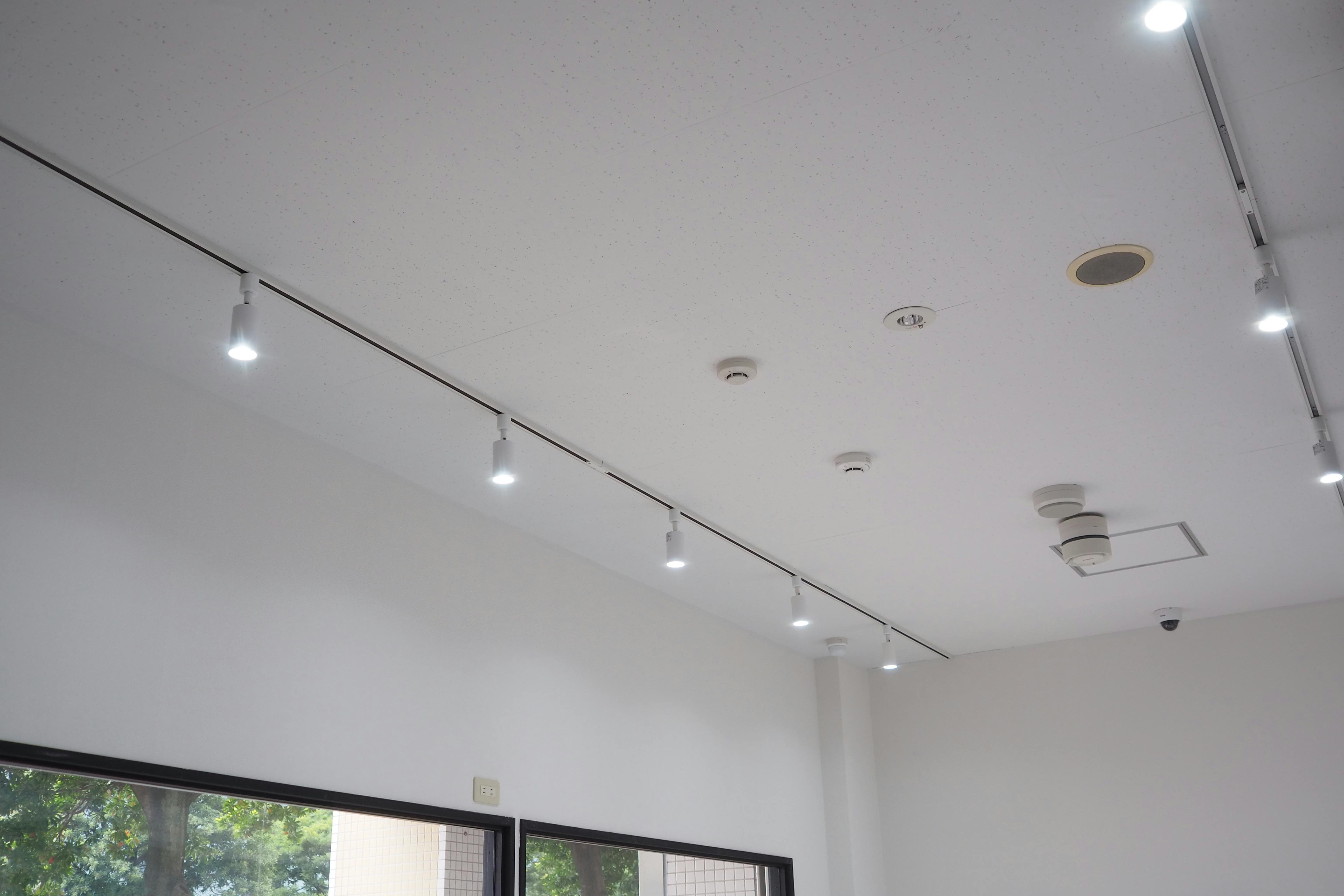 調光可能な天井照明。天井高は約3mあります。