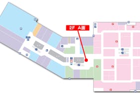 【イオンモール山形南/2階A面】物販や食物販、プロモーションイベントに最適なエスカレーター横にある吹き抜けを背にした視認性の高いイベントスペース