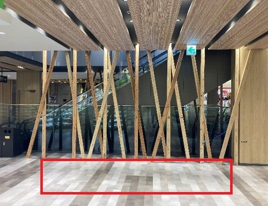 【フレスポ阿波座】食物販や物販に適した西松屋やセリアなどが入居している2階共用スペースにある屋内スペースの画像