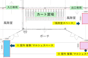 【メガセンタートライアル盛岡西バイパス店】食物販の出店や 販促プロモーションが可能な『【正面右側】Ⓑ 屋外 催事/マルシェスペース』