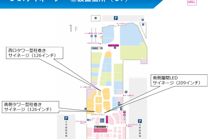 【イオンモール座間】モール内広告 デジタルサイネージ(タワー型)