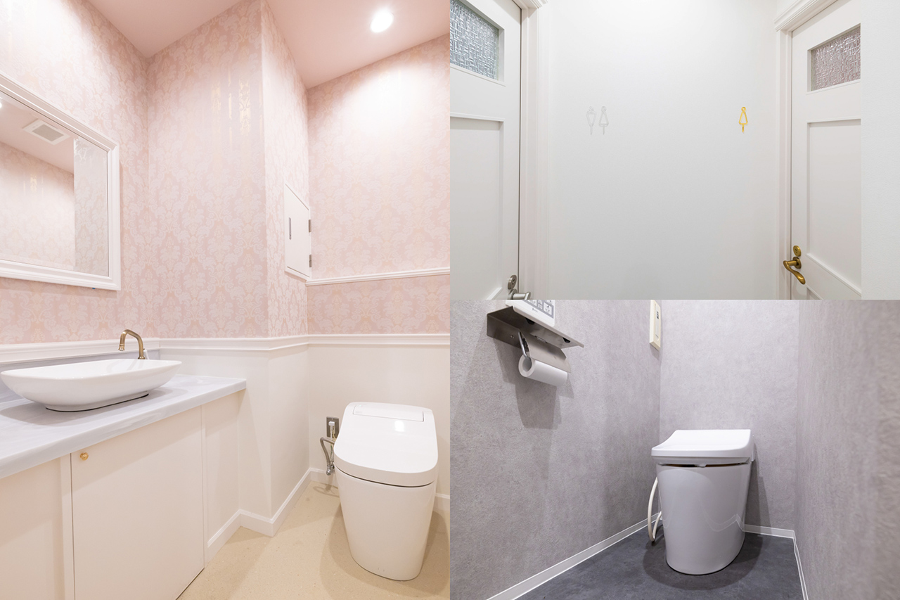 男性用トイレ、女性用トイレ完備（2F）