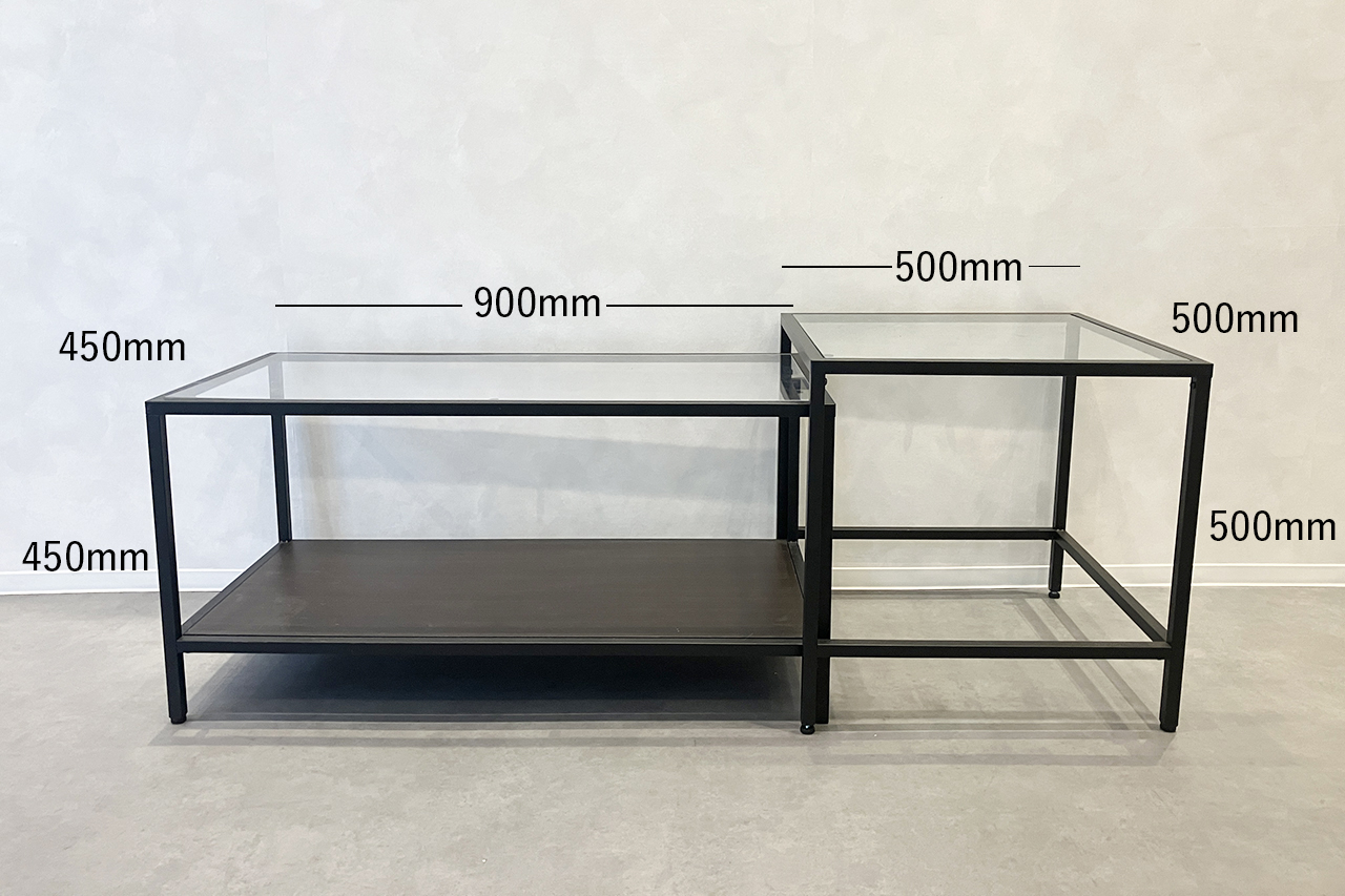 天板はガラスの什器