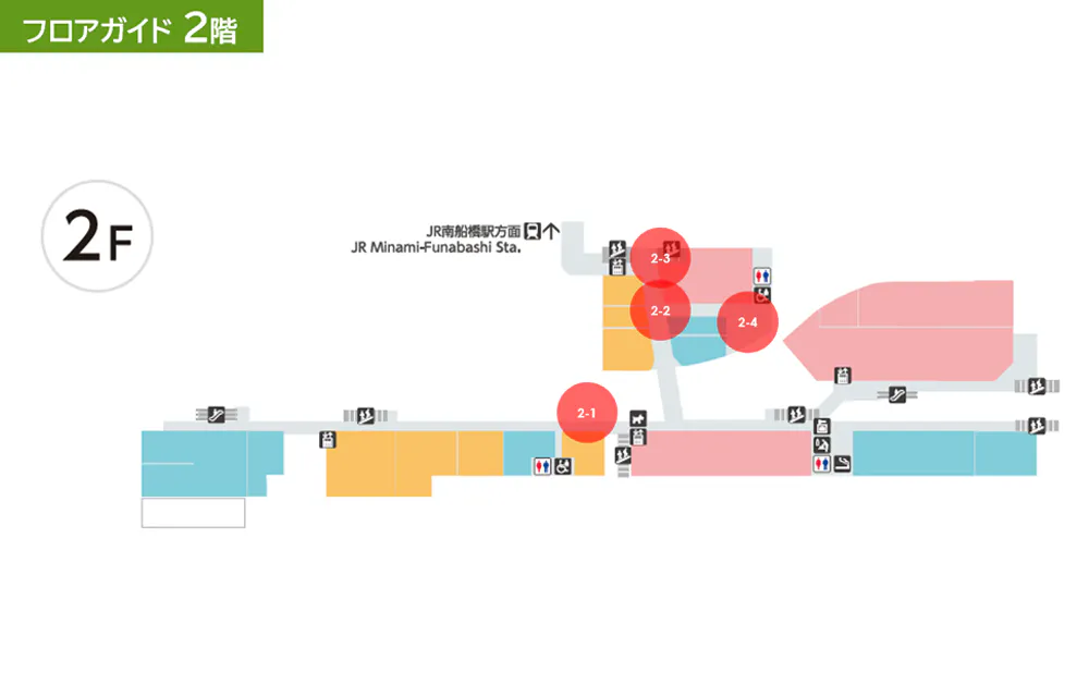 【ららテラスTOKYO-BAY】2F　通路(駅側エレベーター近く)