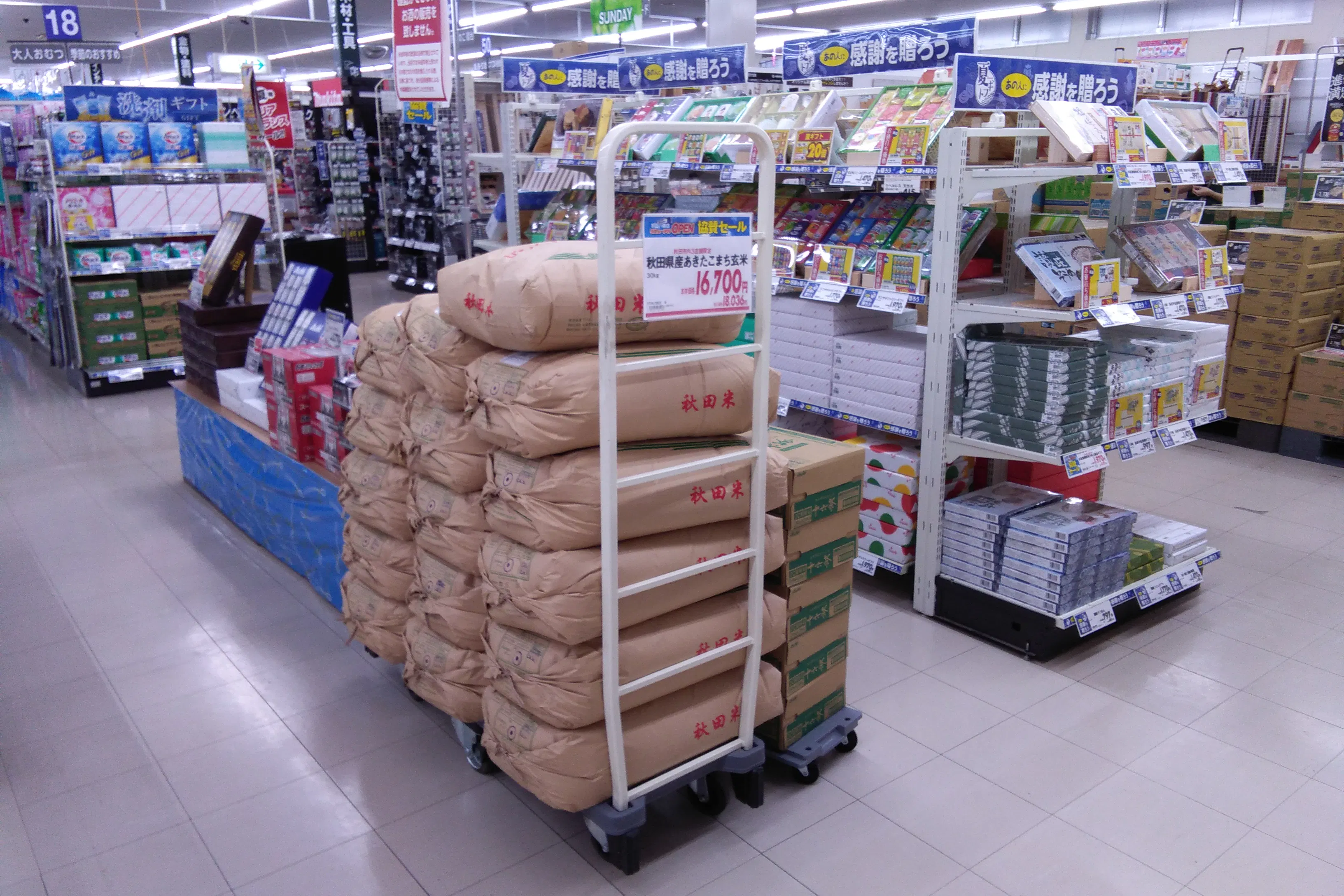 【サンデー秋田御野場店】レジ横 食物販やプロモーション等の出店に最適なホームセンター店内のイベントスペース