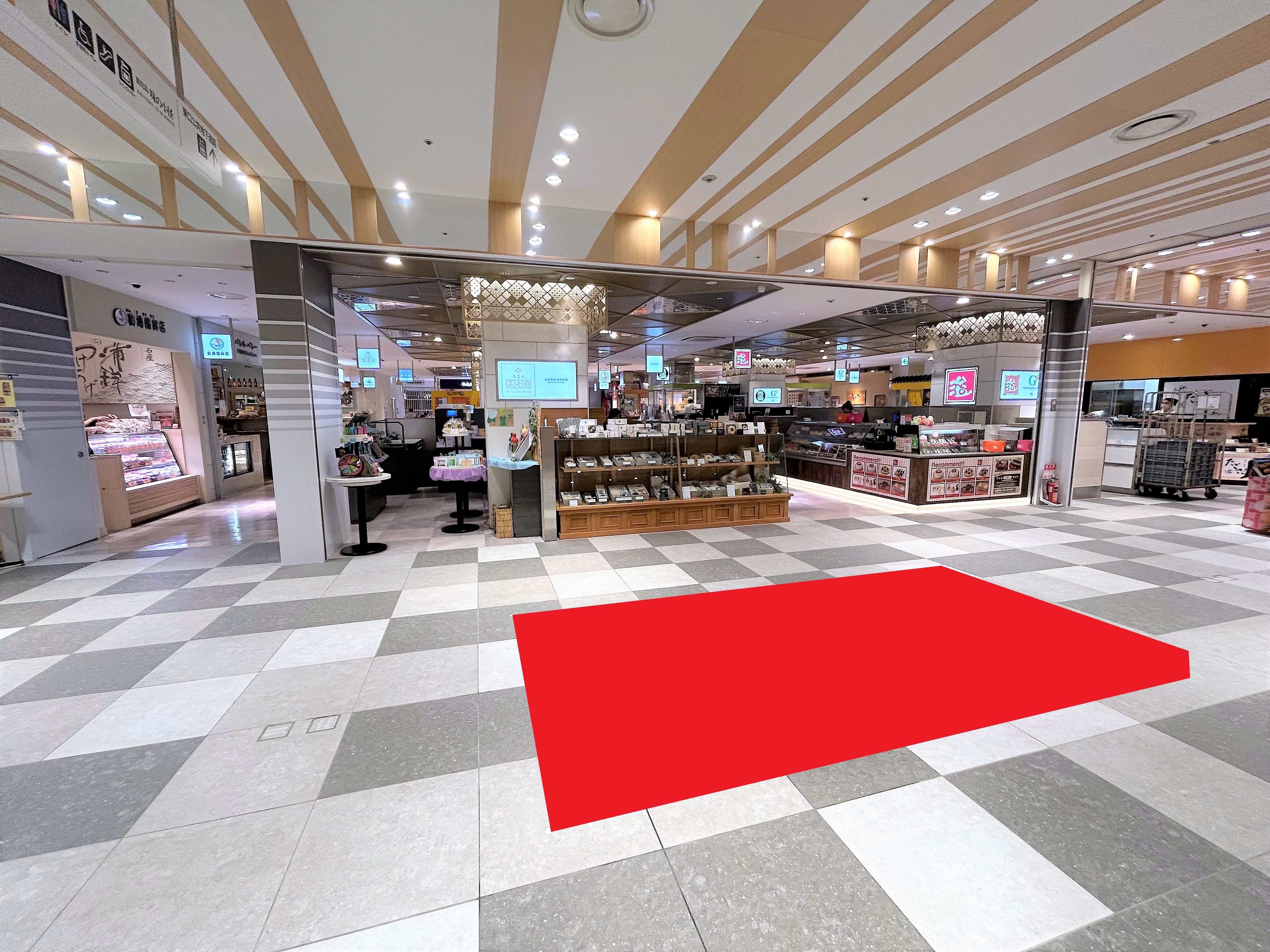 【アミュプラザ鹿児島】B1F　東西通路（東側）／食物販に最適な、飲食・食品フロア地下通路中央のポップアップスペース