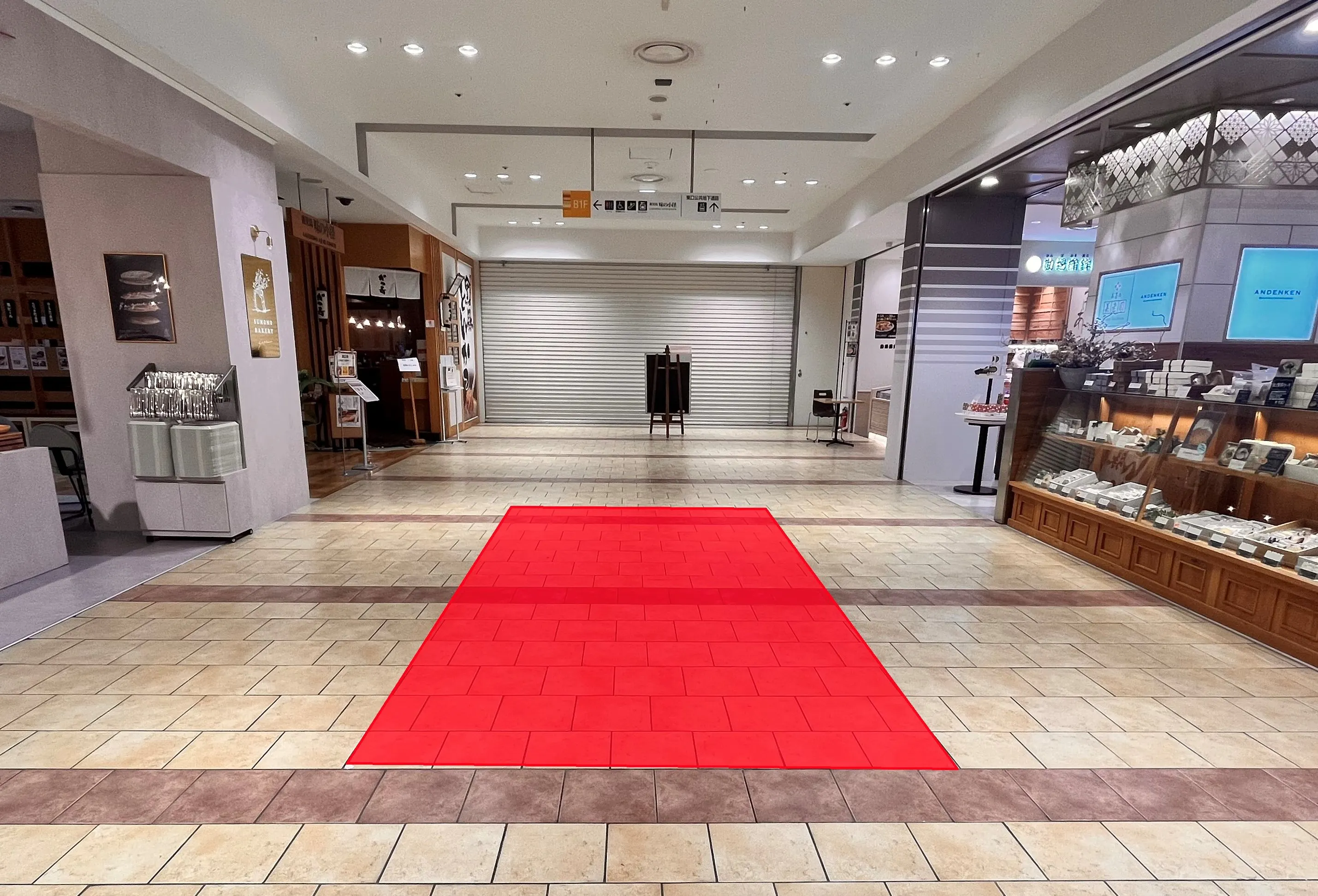 【アミュプラザ鹿児島】B1F　東西通路（東側）／食物販に最適な、飲食・食品フロア地下通路中央のポップアップスペース