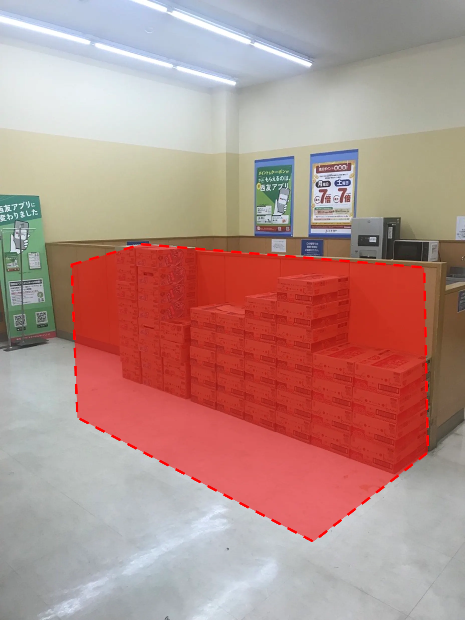 【西友 上山田店】店内入口横 プロモーション用途や物販、食物販のポップアップストアに最適なスーパー店内催事イベントスペース
