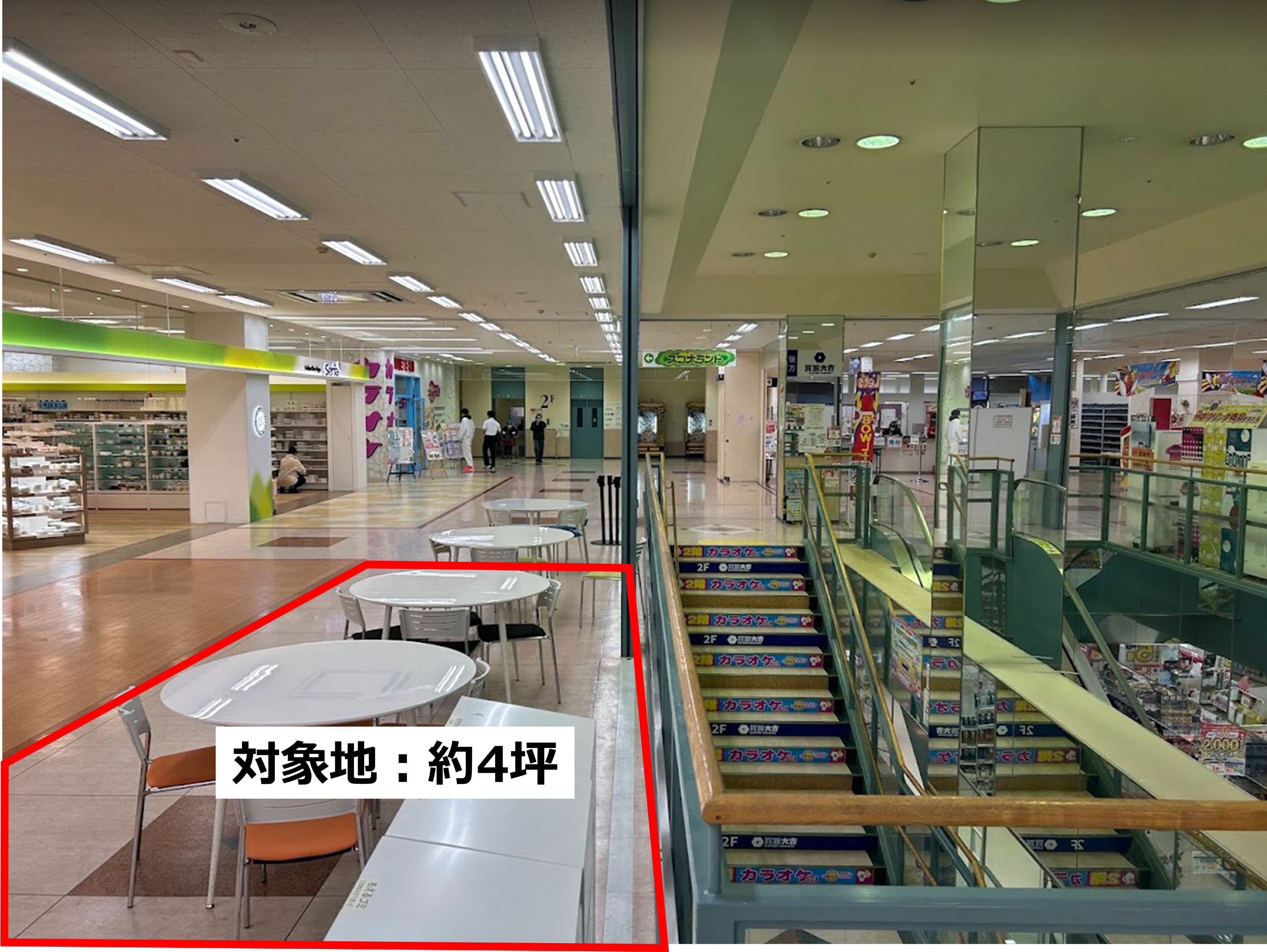 【メガセンタートライアル石下店】【トライアル★キャンペーン実施中！】販促プロモーションや物販に最適な 「Ⓓ２Fエスカレータ横催事スペース」（※買取催事はご利用頂けません）