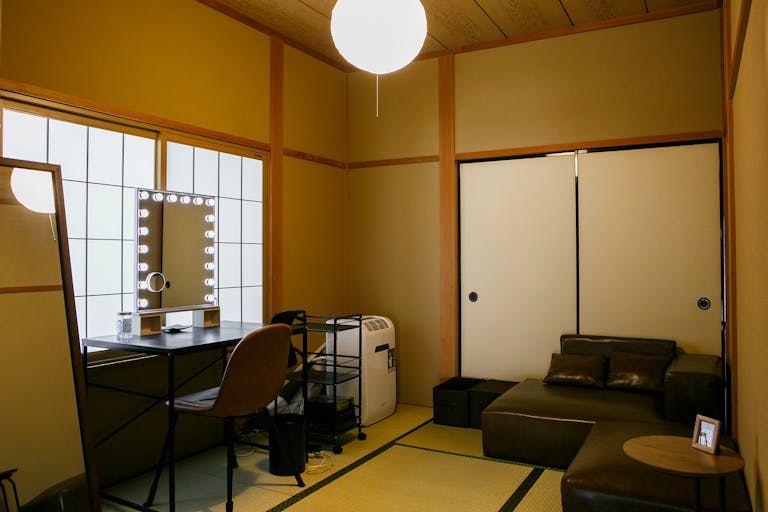 お支度部屋(6畳和室+全身鏡+女優ミラー、ドライヤー、ホットカーラー付き)