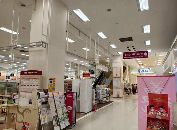 【イオン仙台幸町】中央エスカレーター前（ATM側） 販促プロモーションや物販に最適なスーパー店内催事イベントスペース