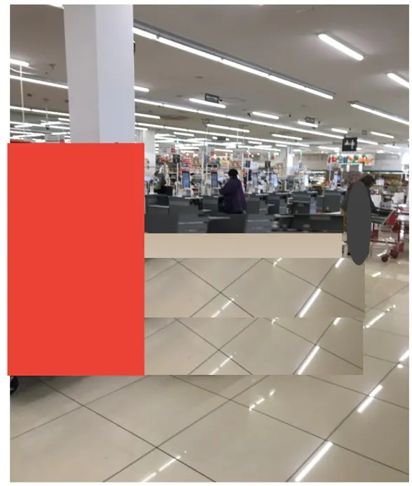 【西友　西尾張部店】店内入口横（レジ前 休憩コーナー入口付近)　プロモーション用途や物販、食物販のポップアップストアに最適な催事イベントスペース