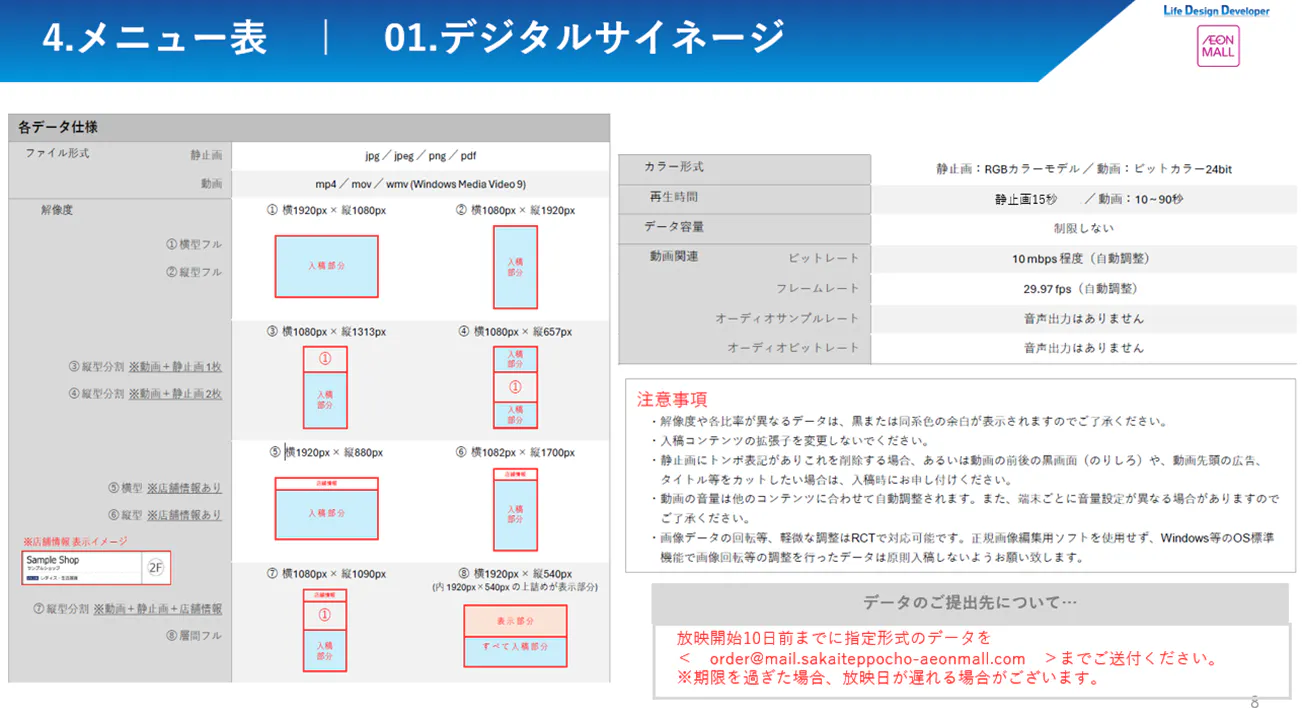 【イオンモール堺鉄砲町】モール内広告 　層間デジタルサイネージ