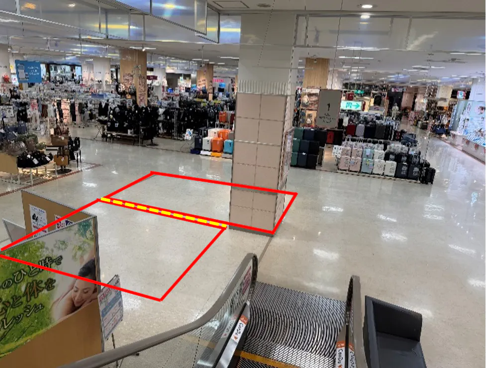 【イオン白河西郷店】西エスカレーター脇 販促プロモーションに最適なスーパー店内催事イベントスペース