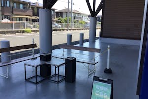 【ダイナム福山店】物販や喫煙具のプロモーション等に最適なアミューズメント施設のイベントスペース(喫煙所付近)
