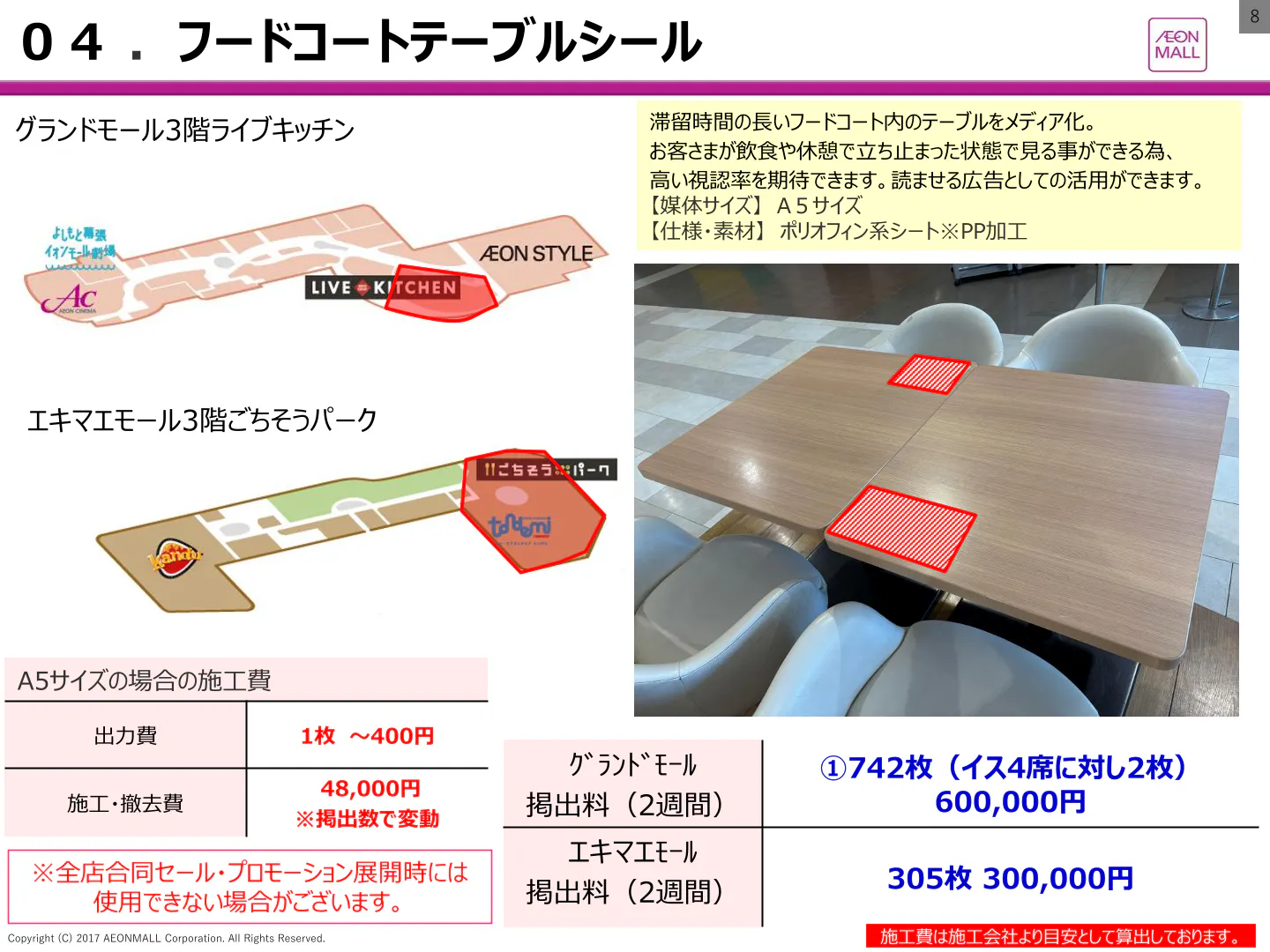 【イオンモール幕張新都心】フードコートステッカー（エキマエモール　３F　ごちそうパーク）