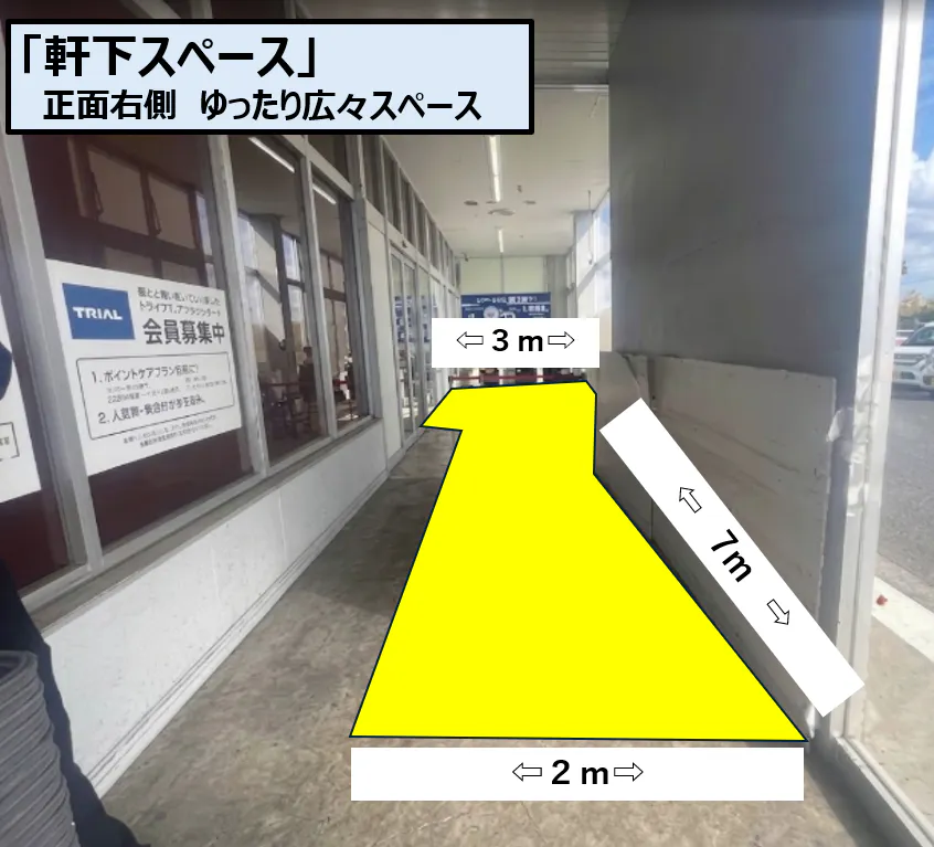 【スーパーセンタートライアル二島店】軒下スペースの画像