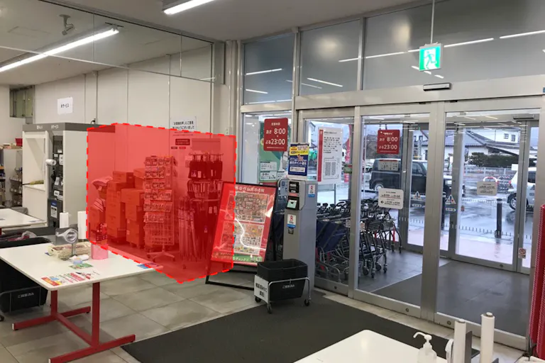 【西友 松川店】店内入口横(レジ前) プロモーション用途や物販、食物販のポップアップストアに最適なスーパー店内催事イベントスペースの画像1